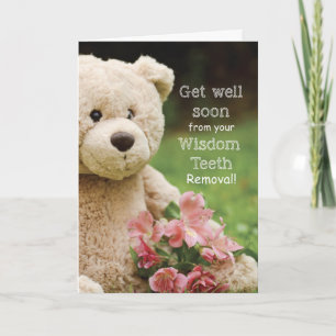 Carte Dents De Sagesse Enlevés, Ours Et Fleurs En Teddy 
