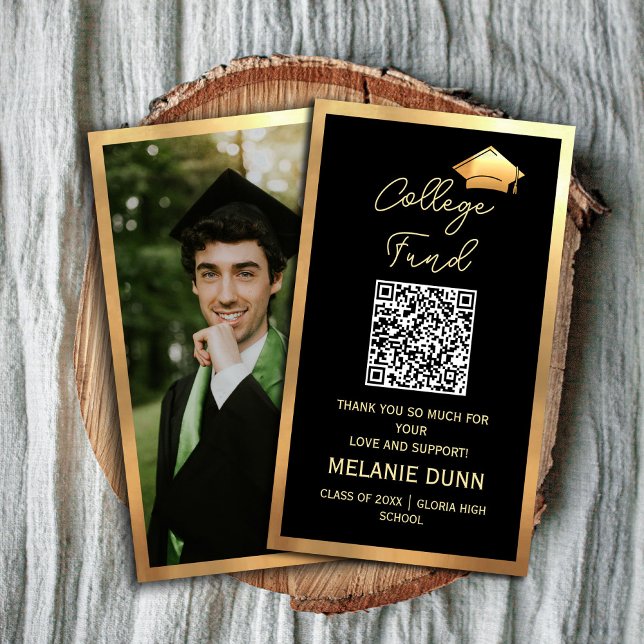 Carte d'enveloppe de remise de diplômes de fonds u (College fund graduation enclosure card #qrcode #collegefund #thankyoucard #classof2025 #zazzlemade)