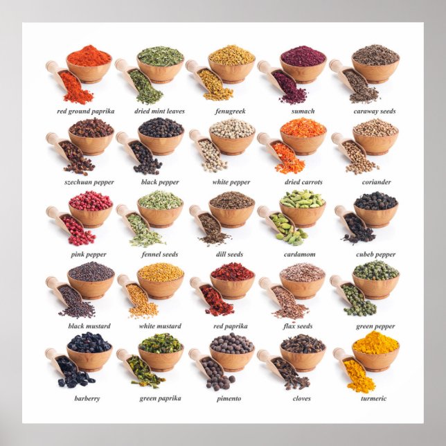 Carte d'épices révisée Cuisine / Poster d'affaires (Devant)