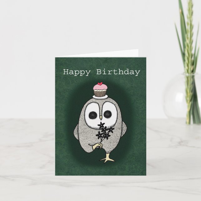 Carte Déplaisant Gote Goth Owl bizarre Joyeux anniversai (Devant)