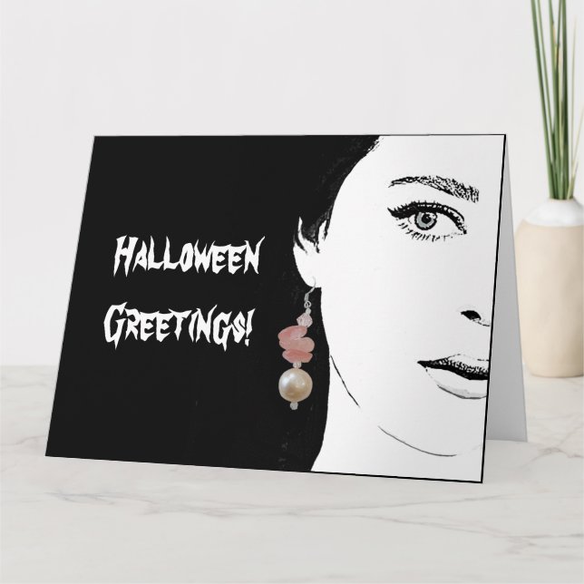 Carte Déplaisant Halloween goth fille de mode illustrati (Devant)