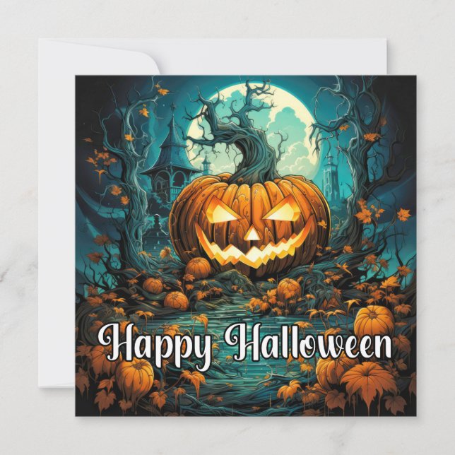 Carte Déplaisant Happy Halloween Citrouille Illustration (Devant)