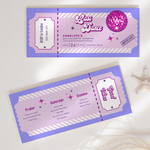 Carte Dernière Dance Disco Bachelorette Week-end Invitat