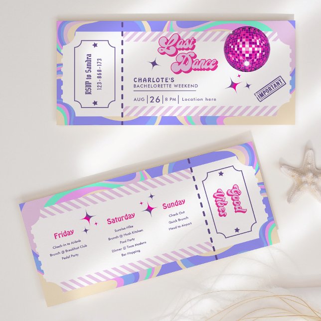 Carte Dernière Dance Disco Bachelorette Week-end Invitat (Créateur téléchargé)