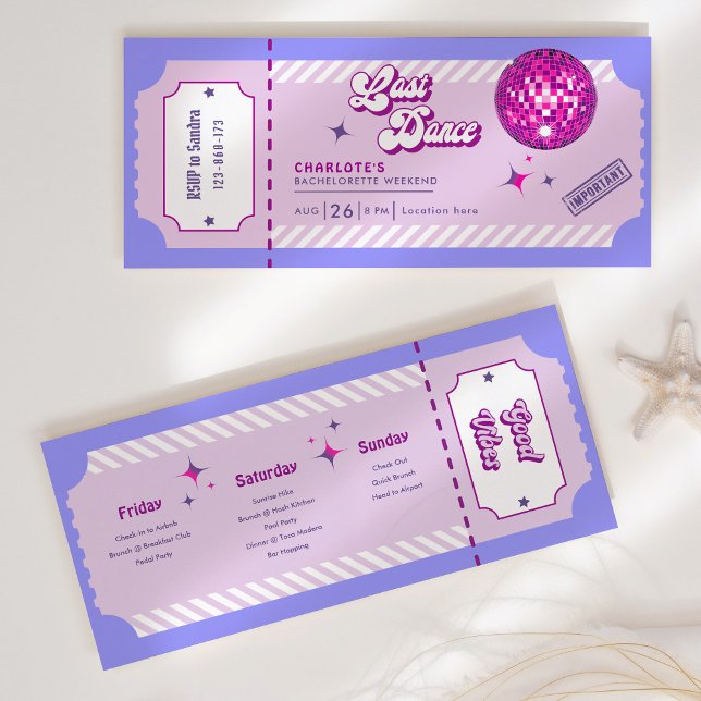 Carte Dernière Dance Disco Bachelorette Week-end Invitat (Créateur téléchargé)