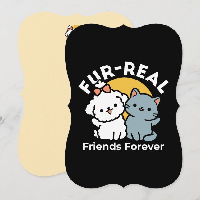 Carte Des amis vrais pour toujours | Cute Cat & Chien Du (Devant / Derrière)