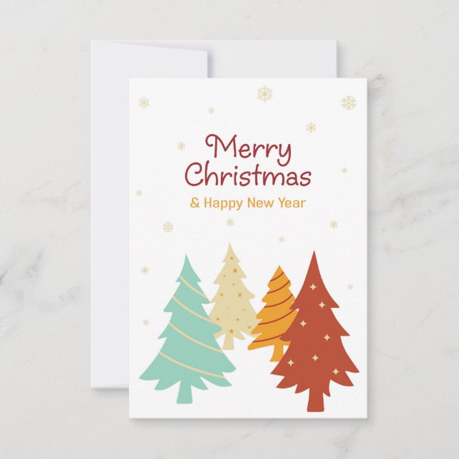 Carte Des arbres de Noël colorés. (Devant)