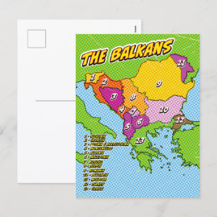 Carte des Balkans illustrée par Pop Art