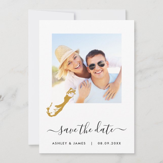 Carte des Bermudes Mariage photo Enregistrer la ca (Devant)