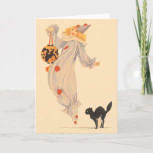Carte Des bonbons ou un sort de costume de chat noir de