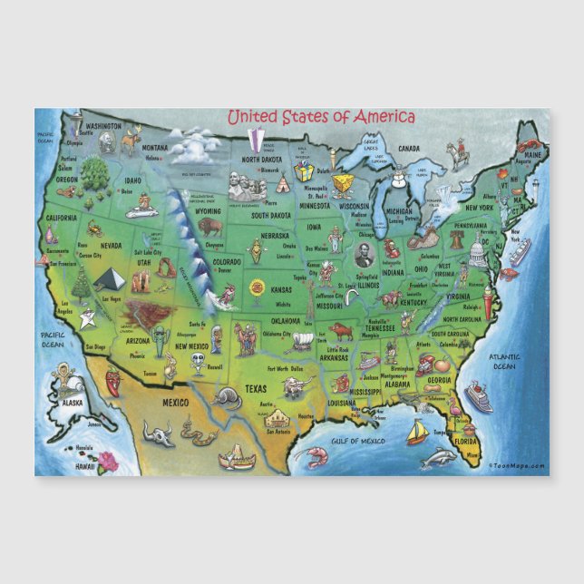 Carte des caricatures des USA (Devant)