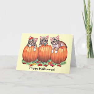 Carte Des chatons en Citrouille pour Halloween