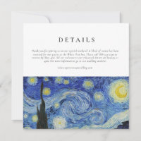 Carte des détails du Mariage de nuit Starry