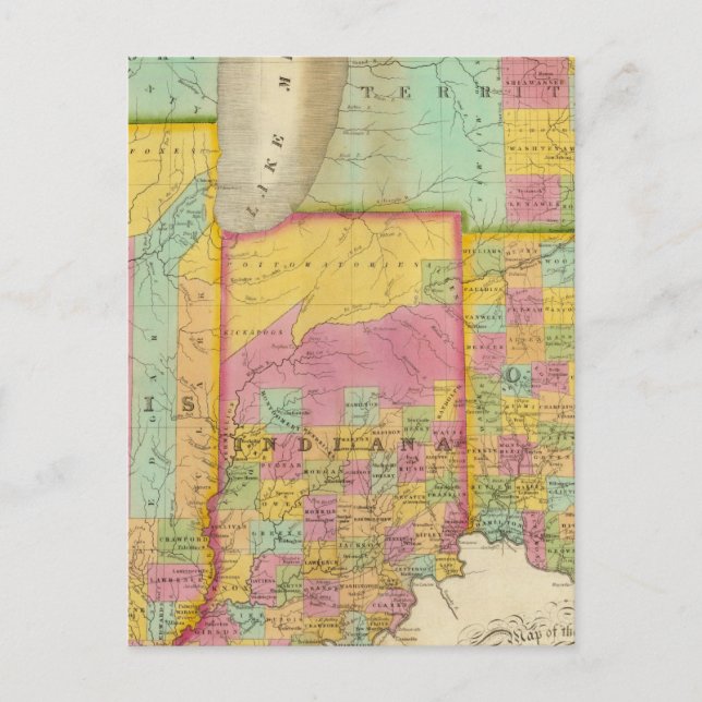 Carte des États de l'Ohio Indiana & Illinois (Devant)