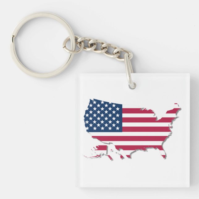 Carte des États-Unis et drapeau blanc rouge bleu (Devant)