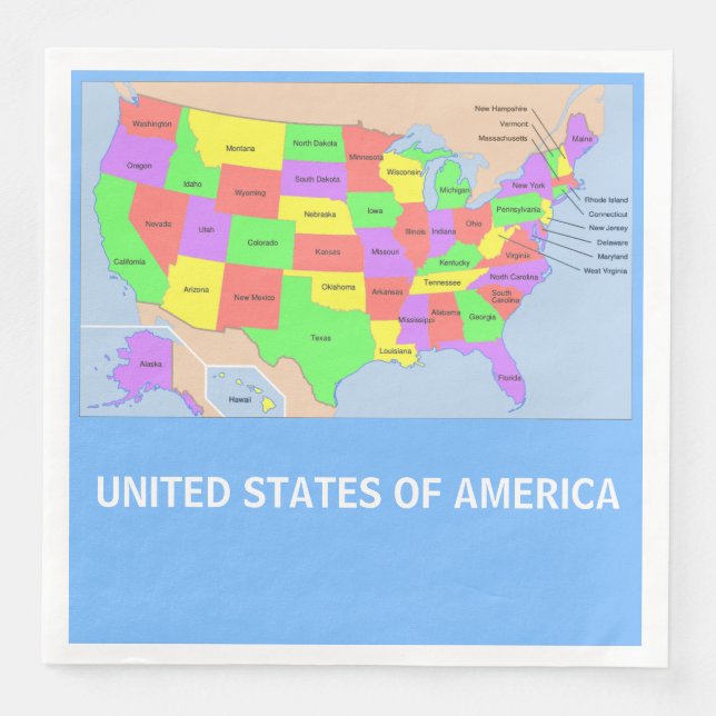 Carte des États-Unis sur les serviettes en papier (Devant)