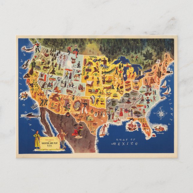 Carte des États-Unis - Vacances et Jouer (Devant)