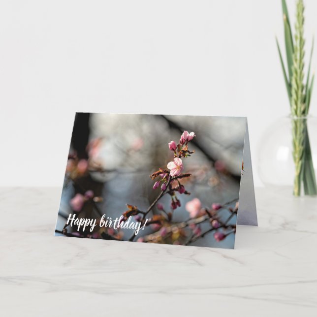 Carte Des Fleurs Sakura illuminées contre le ciel nuageu (Devant)