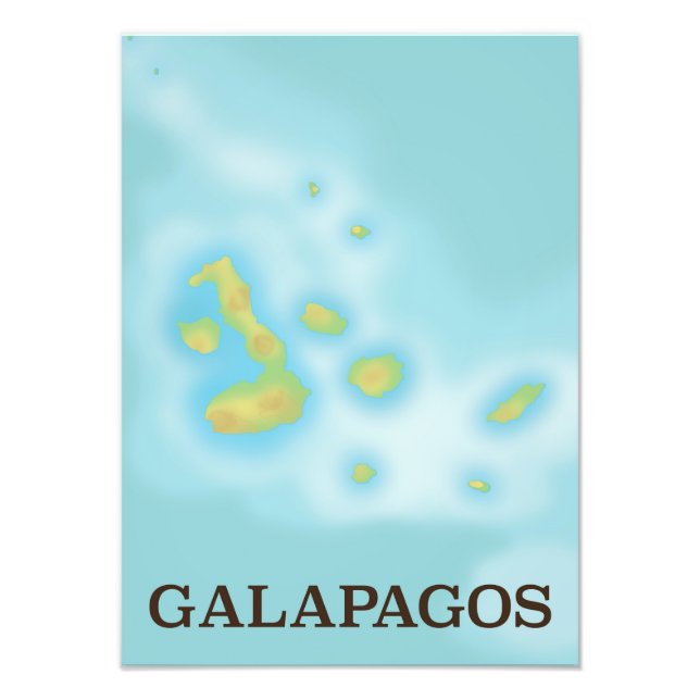 Carte des Galapagos poster vacances (Devant)