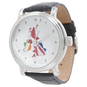 CARTE DES ÎLES BRITANNIQUES ET MONTRE DES DRAPEAUX