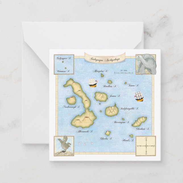 Carte des îles Galapagos avec cadre d'ornement (Devant)