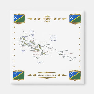 Carte des Îles Salomon + Pavillons Magnet