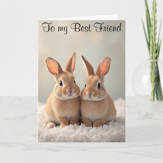 Carte Des lapins mignons sur une peau de mouton Annivers (Devant)