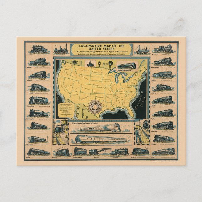 Carte des locomotives des États-Unis (Devant)