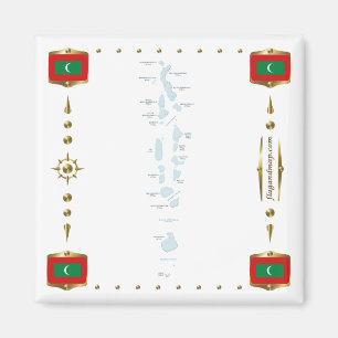 Carte des Maldives + Magnet des drapeaux