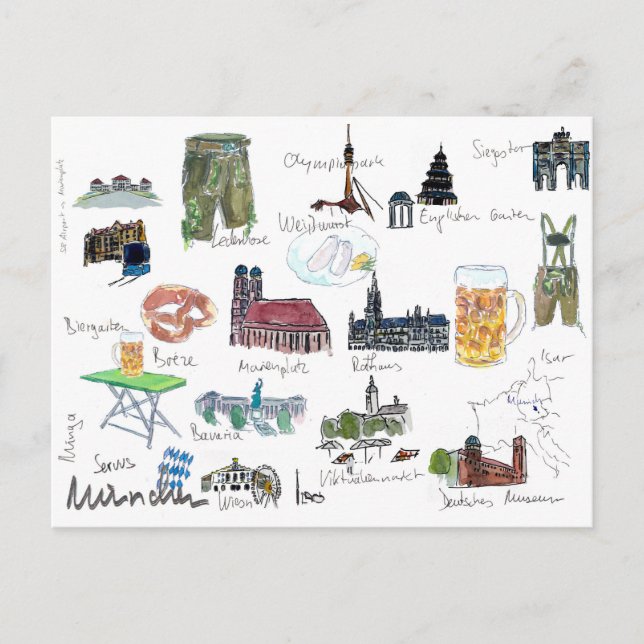 Carte des monuments de Munich Bavaria (Devant)