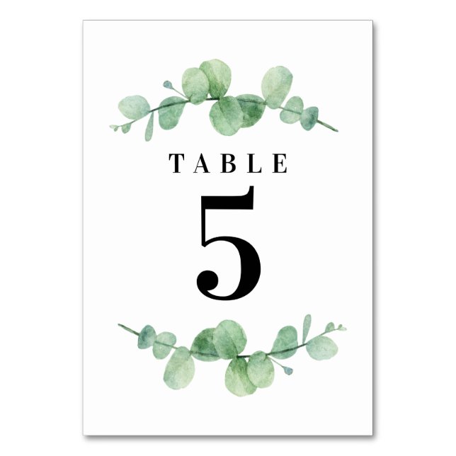 Carte des numéros de table Mariage Eucalyptus (Par défaut)