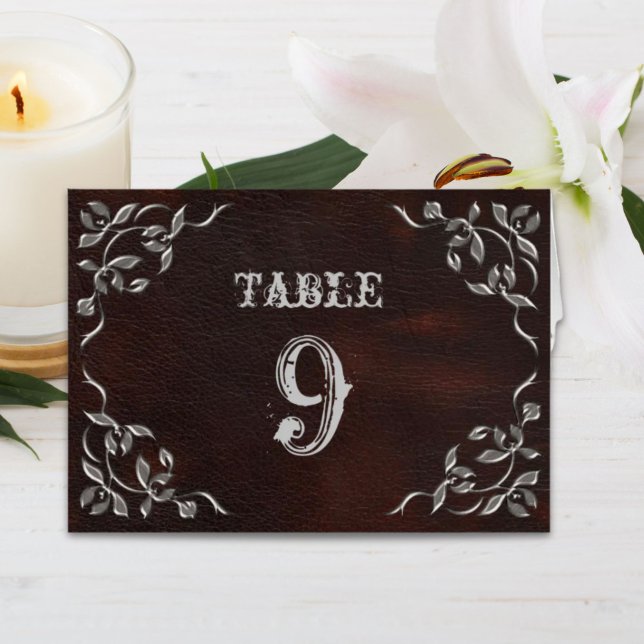 Carte des numéros de tableau des Mariages occident (Sophisticated Western Wedding Table Numbers Card)