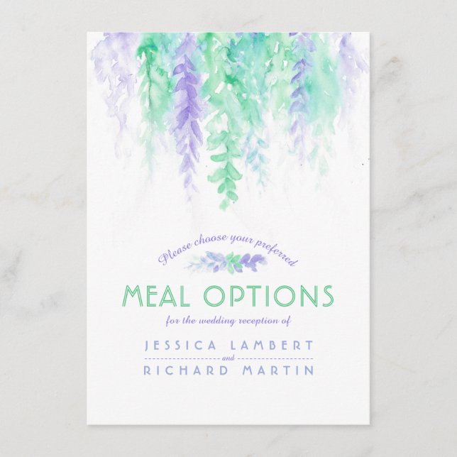 Carte des options de repas en cascade de fleurs ve (Devant)