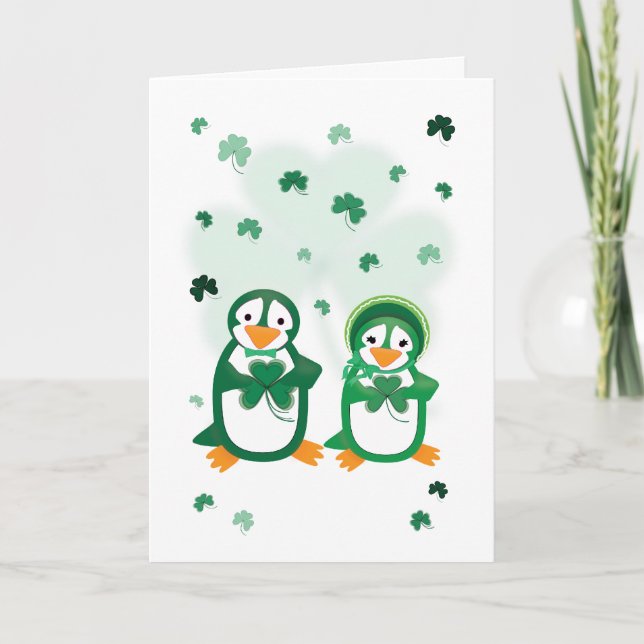 Carte des pingouins du jour de St. Paddy (Devant)