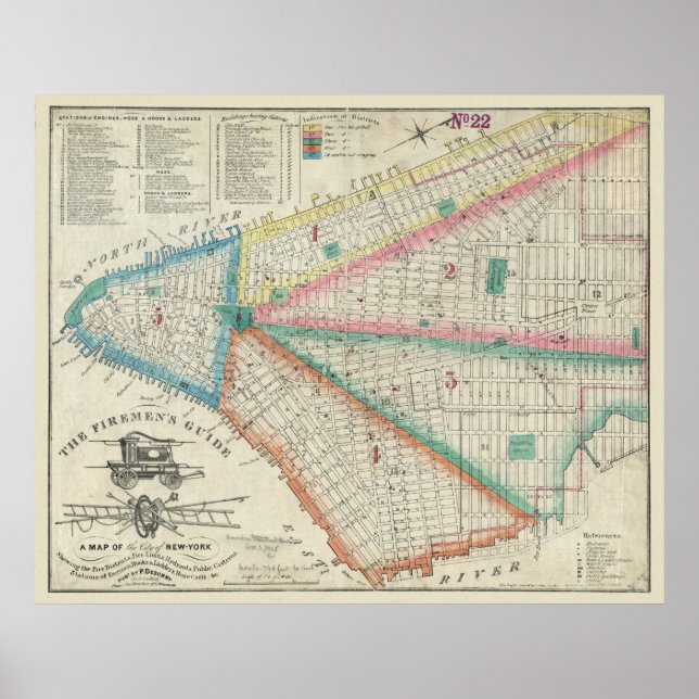 Carte des pompiers de New York en 1834 - Poster Vi (Devant)