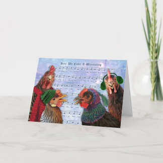 Carte Des poulets chantent des chants de Noël