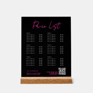Carte des prix de beauté rose et noir Neon Menu Co