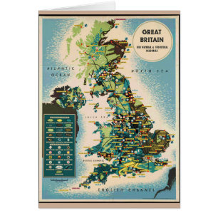 Carte des ressources de la Grande-Bretagne vintage