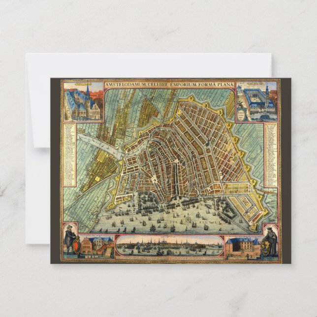 Carte des rues antiques d'Amsterdam, Pays-Bas (Devant)