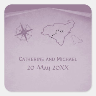 Carte des trésors Stickers de mariage, violet