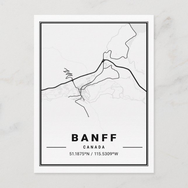 Carte des villes de voyage de Banff Alberta (Devant)