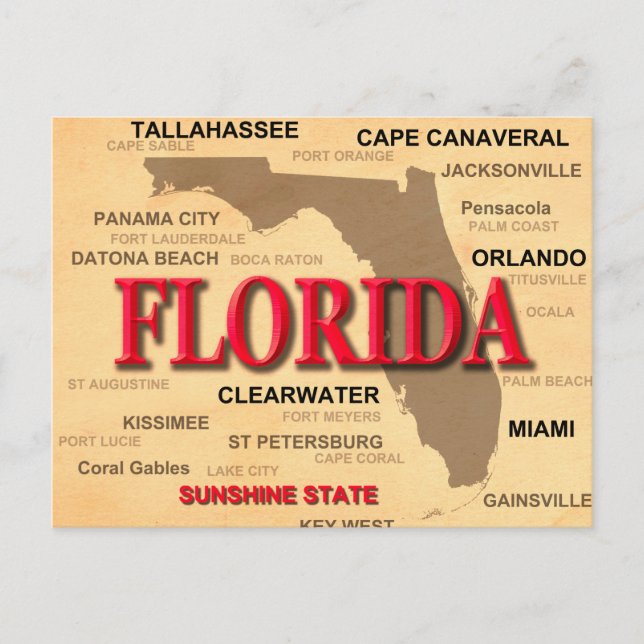Carte des villes et villes de Floride State Pride (Devant)