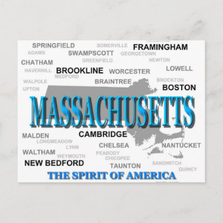 Carte des villes et villes du Massachusetts State 