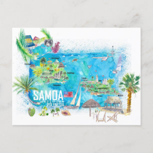 Carte des voyages des îles Samoa illustrées