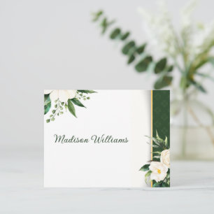 Carte d'escorte à rayures or Fleurs blanches