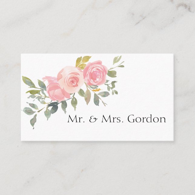 Carte d'escorte couleur Aquarelle bleu rose (Devant)