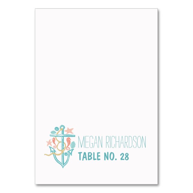 Carte d'escorte mariage - ancre de plage nautique (Par défaut)