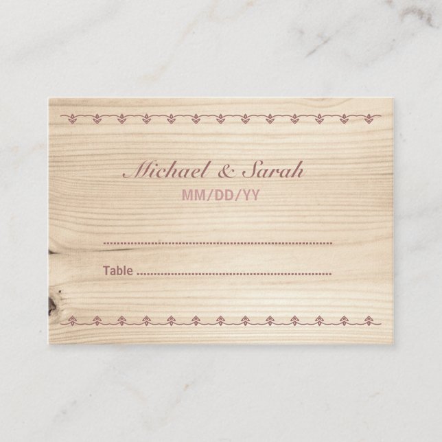 Carte d'escorte Mariage en bois (Devant)