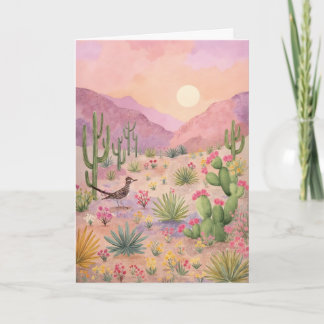 Carte Desert Sunrise Painted Landscape Greeting Card