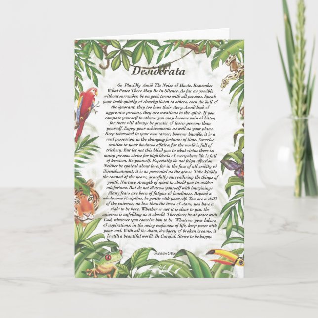 Carte DESIDERATA (Devant)